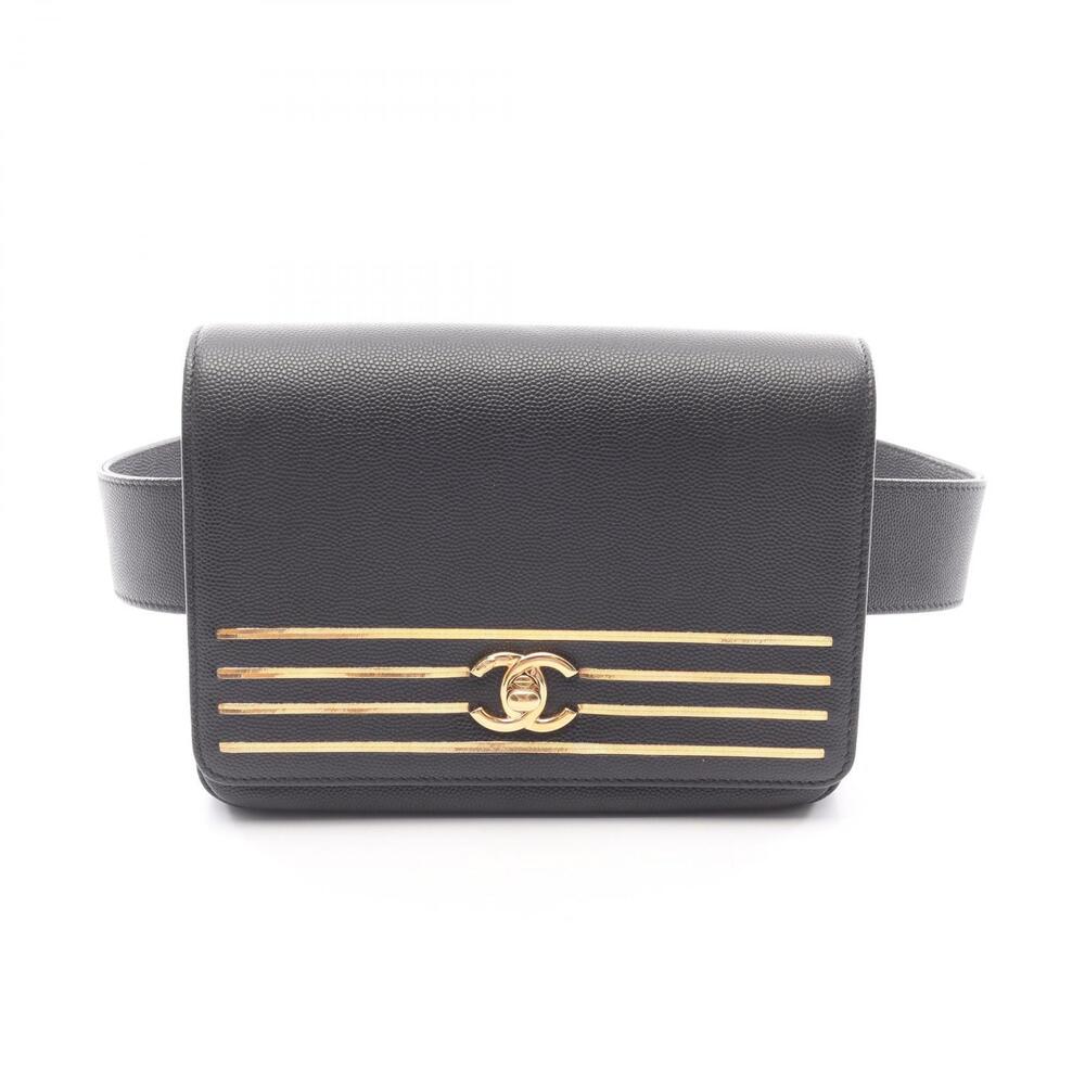 Chanel Coco Mark Waist Bag Calfskin Leather Black